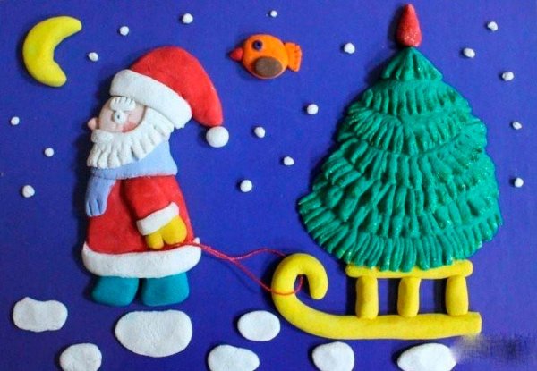 Новогодние поделки из пластилина для детей
