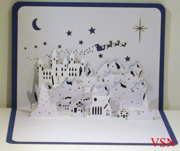 Новогодняя открытка киригами