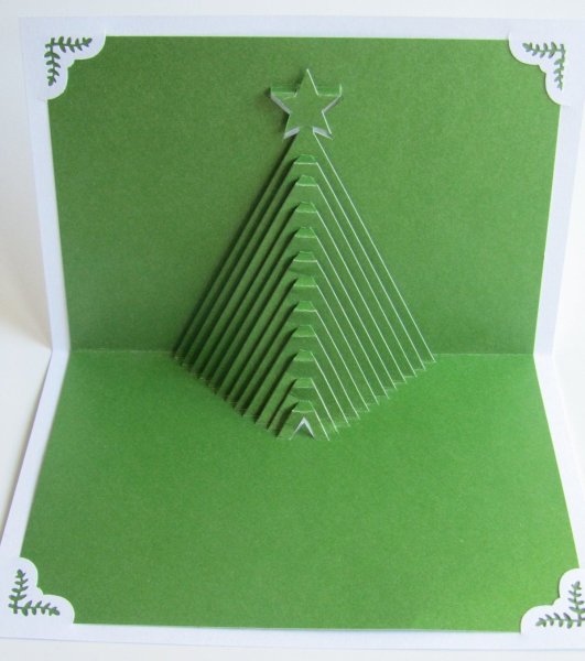 Открытка с объемной елочкой