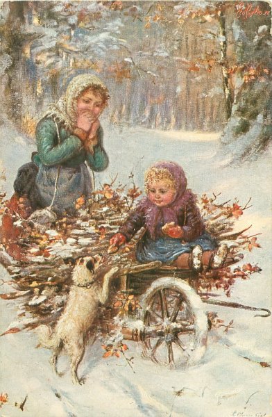 Зимние пейзажи для декупажа