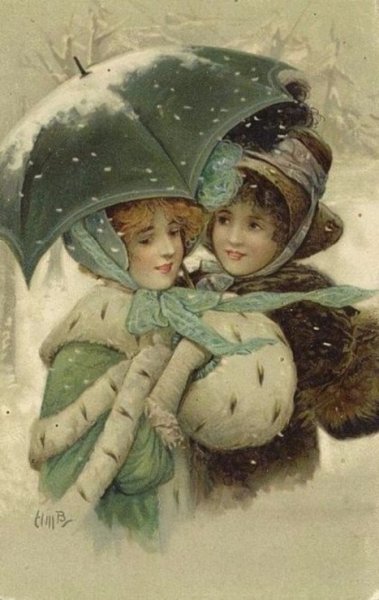 Новогодний пейзаж рисунки