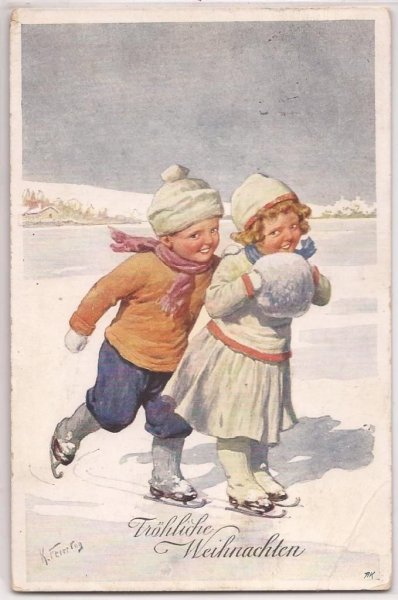 Винтажная зимняя открытка