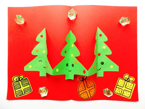 Открытка в виде елки