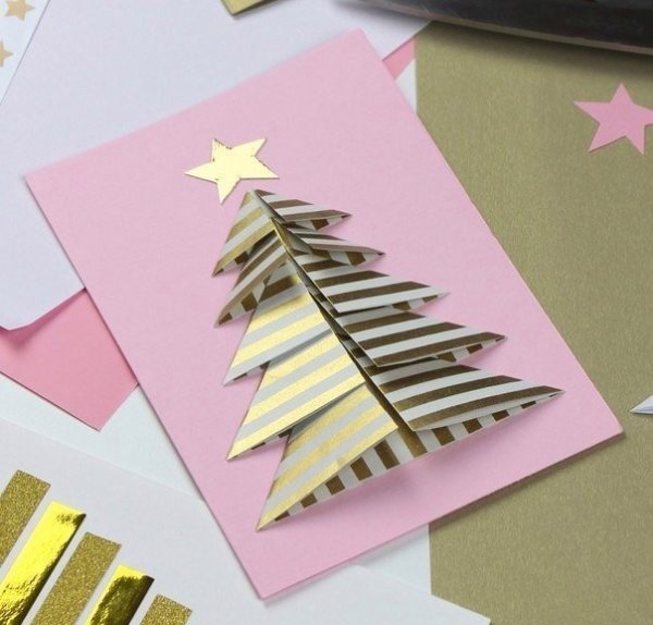 Елка открытка из бумаги