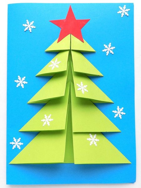 Открытка Новогодняя елка объемная