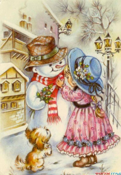 Дети на новогодних открытках ретро