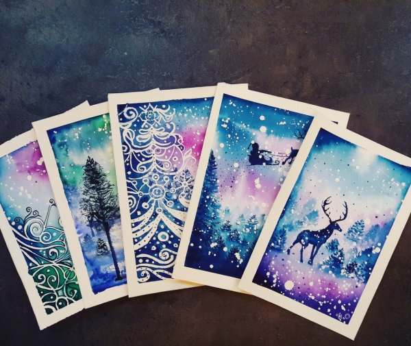 Новогодняя акварель