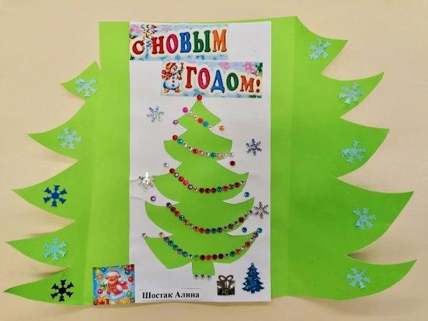 Аппликация Новогодняя открытка в подготовительной группе