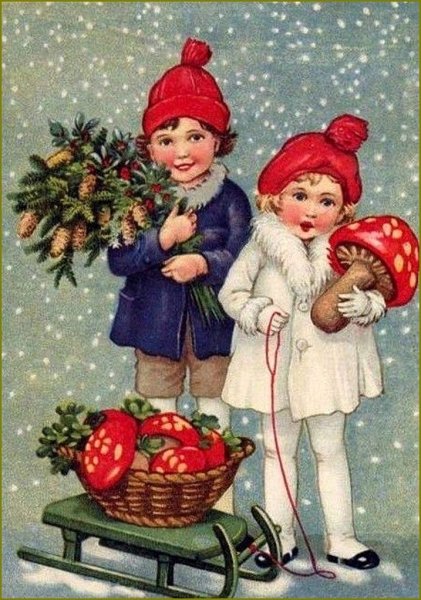 Новый год ретро иллюстрации