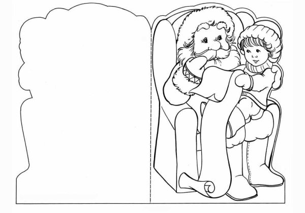 Новогодняя открытка раскраска