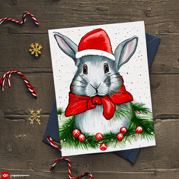 Кролик НГ открытка