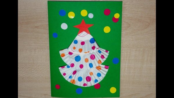 Новогодние аппликации из цветной бумаги