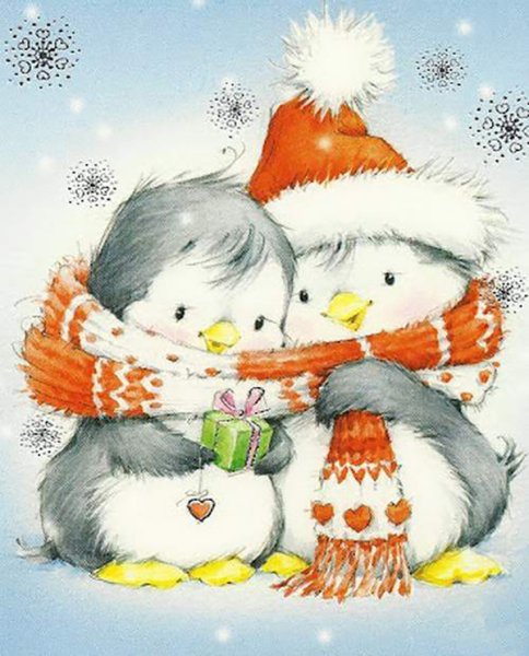 Новогодние открытки современные Рисованные