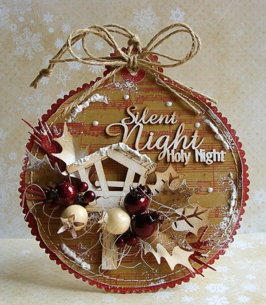 Открытка в форме елочного шара