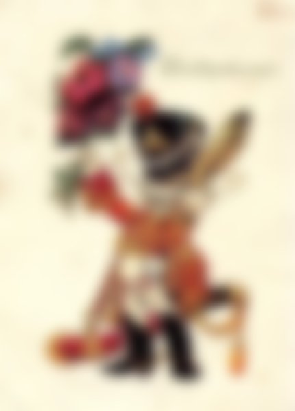 Открытка заяц Гусар с букетом цветов