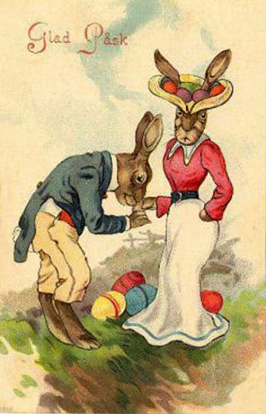 Открытка СССР заяц с букетом