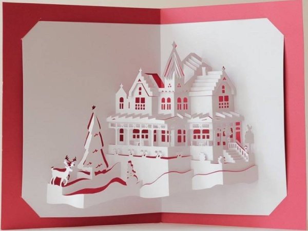 Открытка с объемными цветами