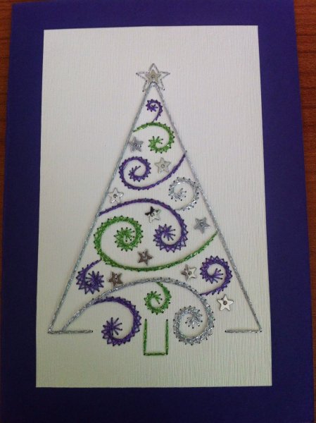 Вышивка на картоне Новогодняя