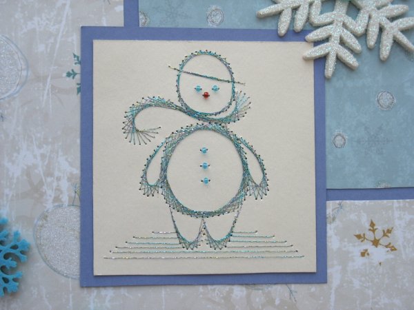 Вышивка на картоне Новогодняя