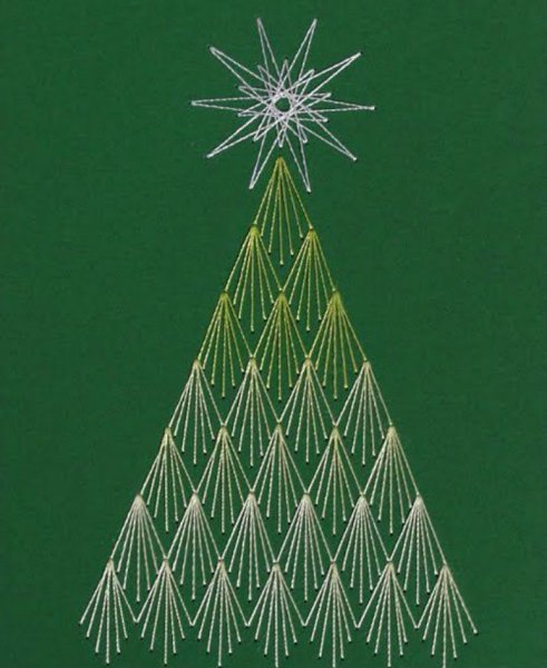 Вышивка на картоне елка