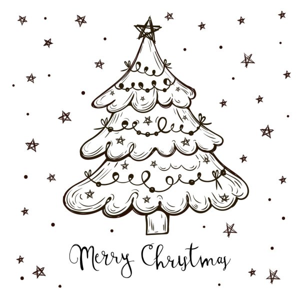 Новогодние элементы карандашом