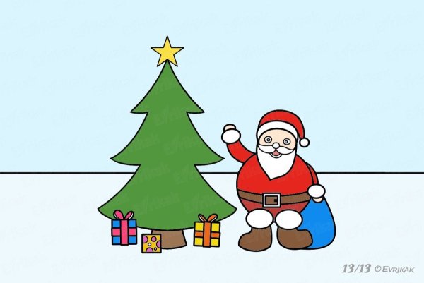 Новогодняя открытка в Paint