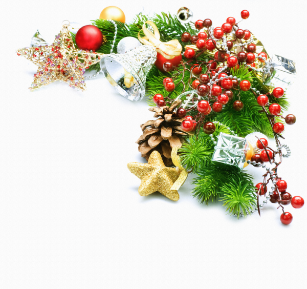Новогодняя композиция на белом фоне