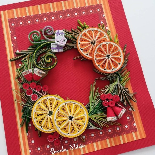 Новогодние открытки квиллинг