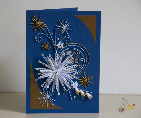 Новогодние открытки в стиле квиллинг своими руками