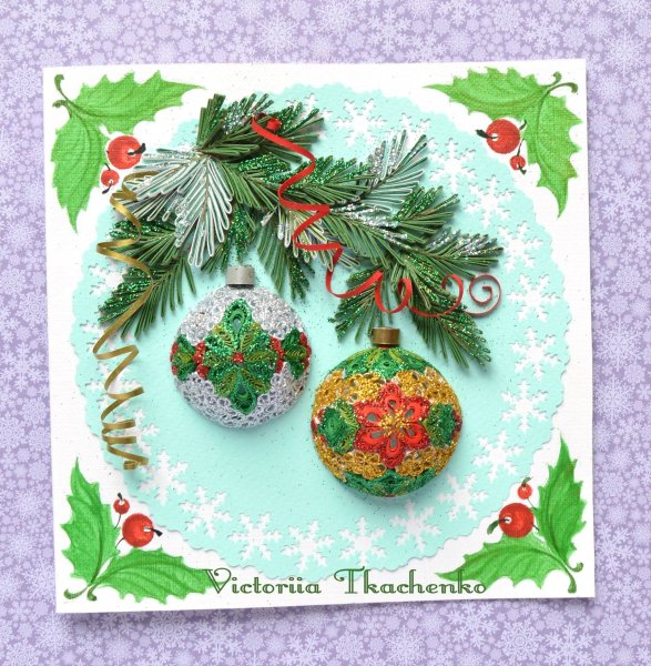 Новогодние открытки в технике квиллинг