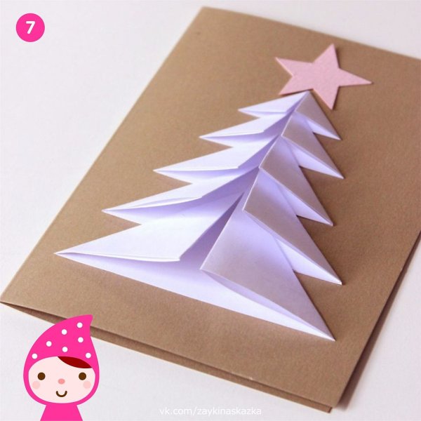 Объемная Новогодняя открытка елочка
