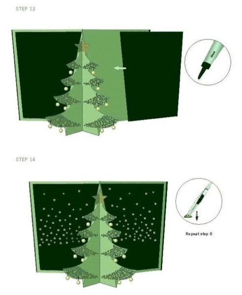 Объемная елка в открытке своими руками