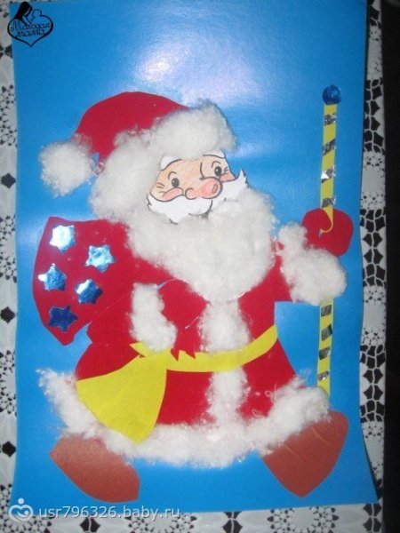 Новогодняя аппликация дед Мороз