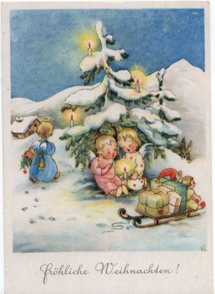 Рождественская открытка на немецком Frohe Weihnachten