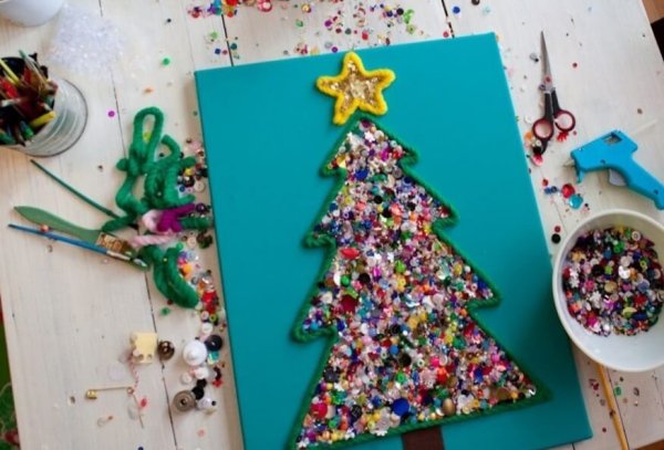 Новогодняя открытка своими руками для детей
