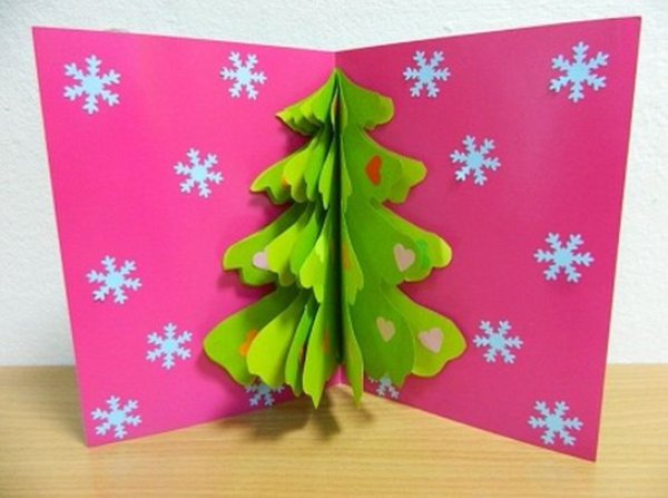 Открытка Новогодняя елка объемная