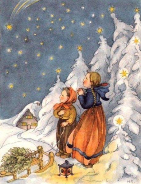 Открытки с Рождеством с ангелами