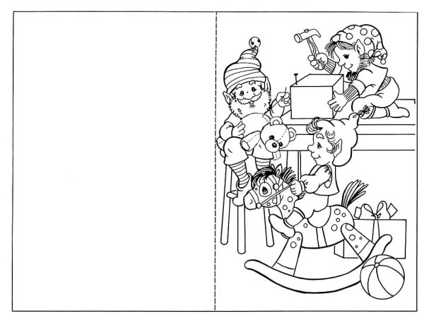 Рождественские и новогодние открытки для раскрашивания