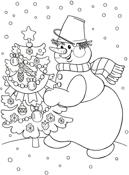 Новогодняя открытка раскраска