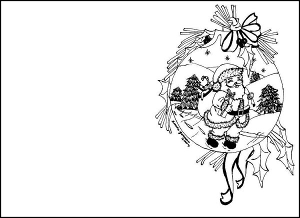 Новогодняя открытка раскраска