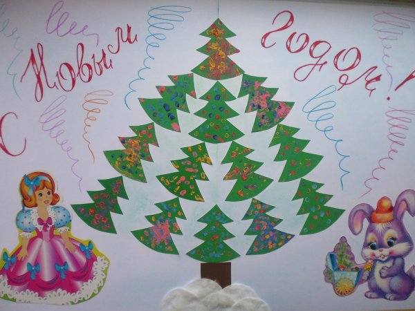 Новогодняя елка на ватмане