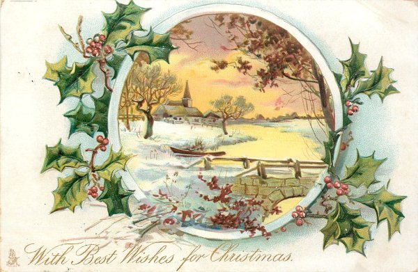 Рождественские открытки с падубом