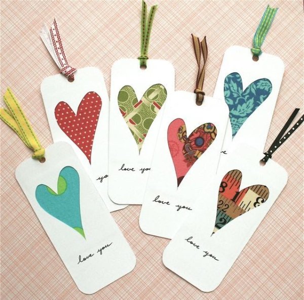 Валентинка закладка для книг