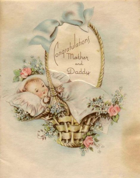 Винтажные открытки с новорожденным