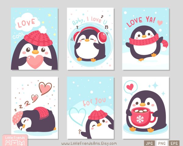 Милые открытки с пингвином