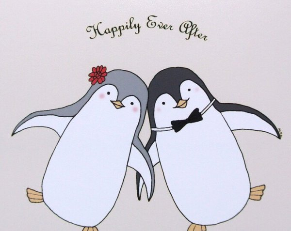 Открытка с пингвином с днем рождения