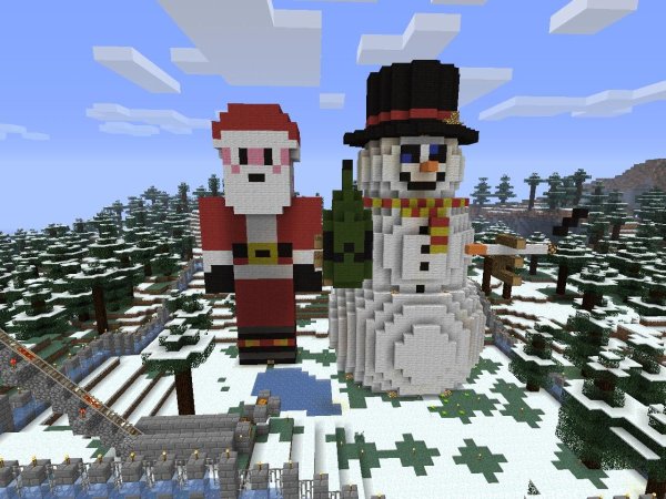 Новогодние постройки в майнкрафт