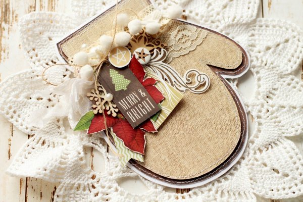 Открытка варежка Скрапбукинг