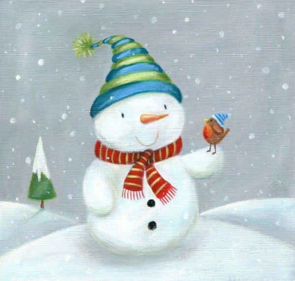 Новогодний Снеговик гуашь