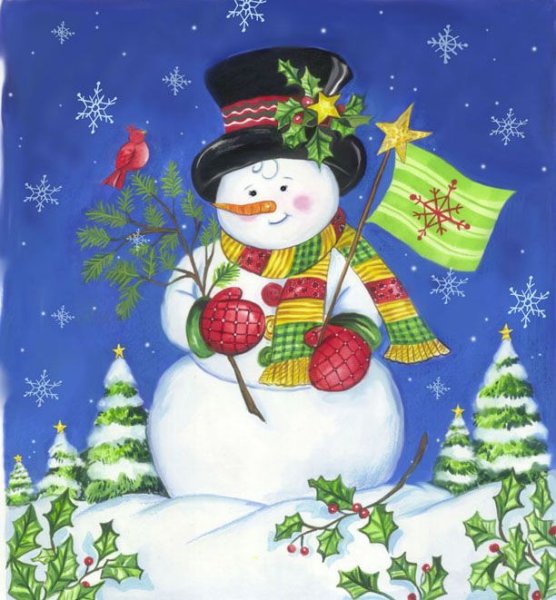 Открытка "Снеговик"